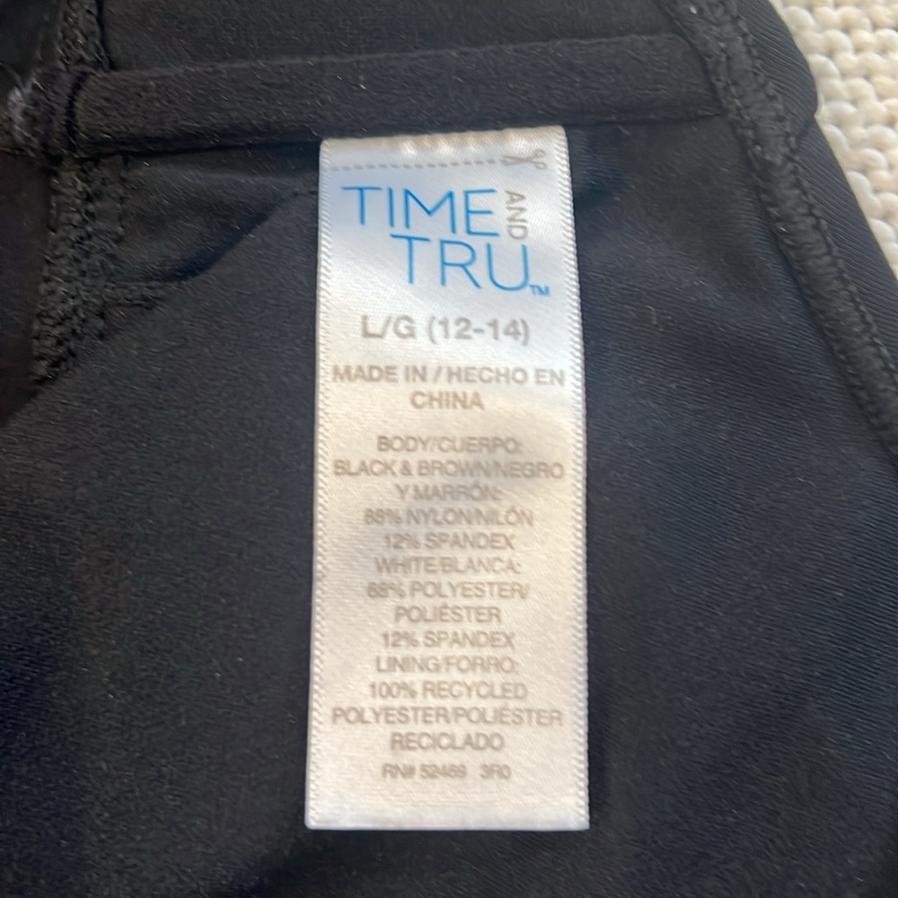 Time and Tru black white and brown tankini top, size large - Picture 3 of 3